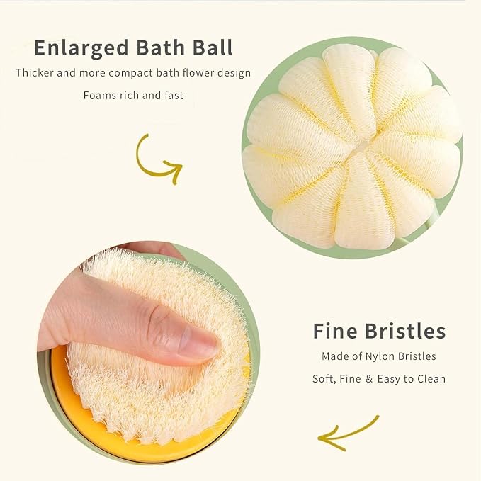 2-in-1 Bath Brush with Loofah and Handle